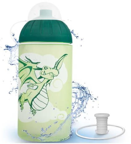 FreeWater Trinkflasche, 500 ml, Drache | Schadstofffrei, für gesundheitsbewusste Menschen. Spülmaschinengeeignet, auslaufsicher, geschmacksneutral.