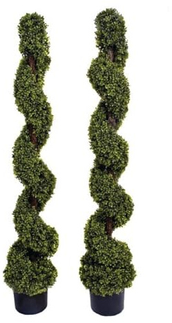 2 x GreenBrokers Artificial Spiral Boxwood Topiary Trees 5ft/150cm