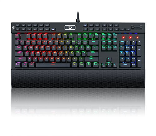 Redragon K550 RGB Gaming Keyboard, 104 Keys + 12 Macro G Keys Wired Mechanical Keyboard w/Aluminum Top Plate, Custom Clicky Purple Switch, Extra USB Port & Wrist Rest