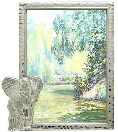 GIFTY GIFTY Moderner dünner Elefanten-Bilderrahmen, 10.2x15.2 cm, für vertikale Ausstellung auf Tischplatten, perfekt für Heimdekoration, Urlaub, Abschlussfeier oder andere Meilenstein-Fotos (Silber)