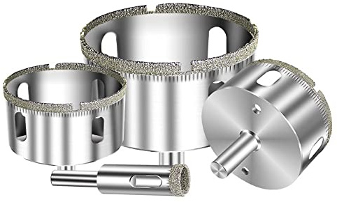 3-160MM Punte da trapano rivestite diamantate Sega a tazza Punte per apertura in granito di vetro Bead Dresser Apri foro diamantato, argento, 160 mm