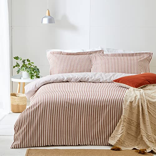 Yard Hebden Mélange rand 100% bomull påslakanset Pecan, King