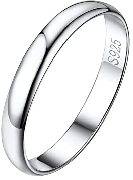 Bandmax Bague Femme Homme en Argent 925 Alliance Anneau Simple de 2mm/3mm/5mm Personnalisable Taille 47/49/52/54/57/59/62/64/67