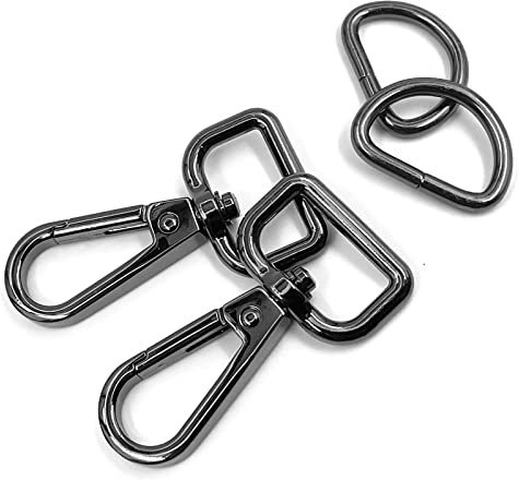 YIXI-SBest 20 Pcs Square Ring Lobster Clasp Claw Swivel with D Rings for Strap Push Gate Lobster Clasps Hooks Swivel Snap Fashion Clips (Gunmetal 3/4 inch)