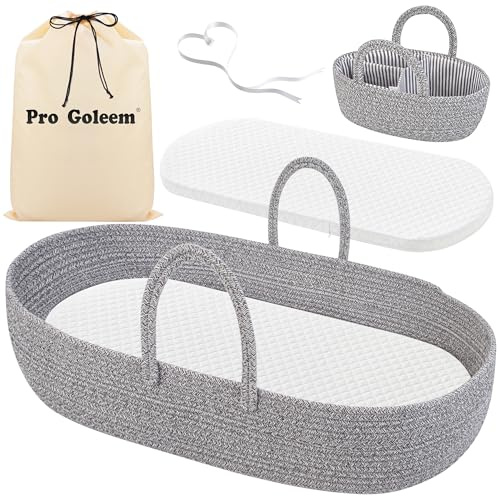 Pro Goleem Baby-Wickelkorb, tragbar, leicht zu reinigen, Babykorb für Neugeborene, mit 1 Schaumstoff-Pad, 2 wasserdichten Pads und 1 Wickeltasche