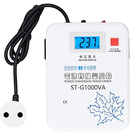 Transformador de 1000 W, 220 V a 110 V con 2 Enchufes Universales, Transformador Convertidor de Voltaje para Electrodomésticos Importados (Enchufe de la UE)