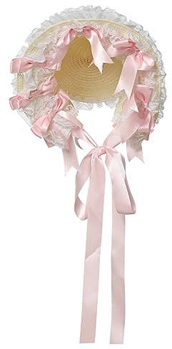 COSDREAMER Frauen Viktorianische Hauben Spitze Blumen Tee Party Hüte rosa