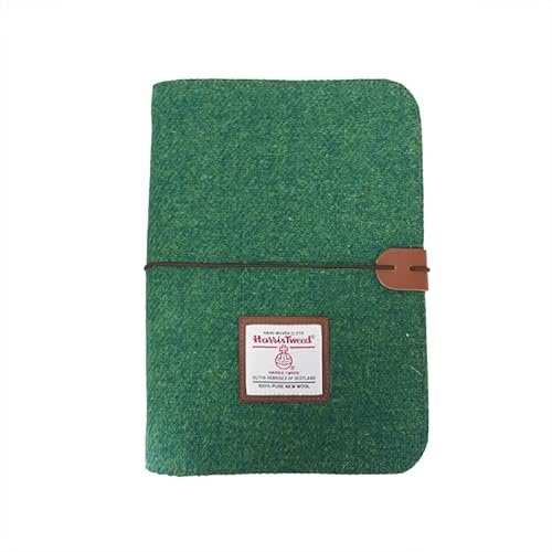 Harris Tweed A5 Notizbuch-Ordner 6 Ring, Wollstoff-Softcover Nachfüllbarer A5-Ordner, 80 Seiten für A5 Nachfüllpapier und A5 Planer-Einlagen, Notizbücher zum Schreiben, A5 Größe 80 Seiten (Grün)