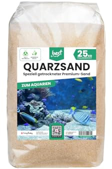 Best For Home Quarzsand 25 kg Weißer Aquariensand für Süß- & Meerwasser | Hochwertiger weißer Quarzsand für Aquarien, feinkörnig (0,1-0,4 mm), mit abgerundeter Struktur für Süß- und Meerwasser.