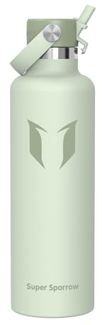Sparrow Trinkflasche Edelstahl 500ml/750ml/1L/1.2L Thermosflasche Strohhalm | Wasserflasche, Thermoskanne, Thermobecher, FlipFlow, Auslaufsicher, Isolierte, BPA-Frei, Spülmaschinenfest, Sport, Fitness