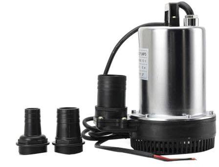 Lfhelper DC 12V Tauchpumpe Wasserpumpe Pumpe Schmutzwassertauchpumpe, Edelstahl 6000 l/h 160W, Eintauchtiefe bis 8m für Boote, Motorräder, Landmaschinen oder kleine Solarenergie