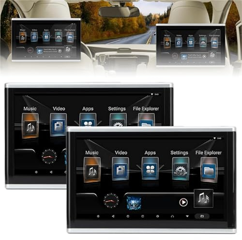 HEAXIY 2 PCS 10-Zoll-Auto-Kopfstützen-Videoplayer, 1080P FHD-Touchscreen-Auto-TV-Kopfstützenmontage-Monitor-Tablet, Tragbarer Kopfstützen-Monitor für Entertainer auf Dem Rücksitz