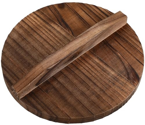 Alipis Wok-Deckel Aus Holz 18 Cm Mit Verbrühschutz Topfdeckel Anti-Überlauf Schutzdeckel Für Gusseisenpfannen Küchenabdeckung Mit Großem Griff