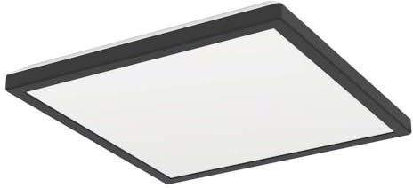 Eglo Plafonnier LED en saillie Rovito, lampe de plafond carrée, éclairage pour salle de bains en plastique noir et blanc, blanc chaud - blanc froid, IP44, 29x29 cm