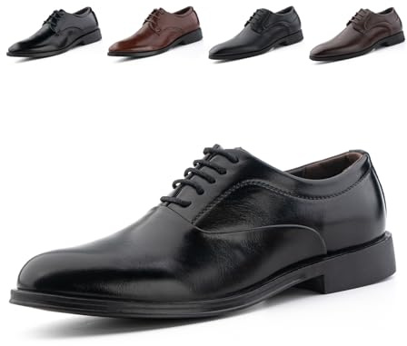 Zapatos Oxford Hombre Zapatillas Cordones Zapatos Vestir Derby Traje Formales Brogue Boda Negocios Calzado Clásico Transpirables GPG805 Negro 41
