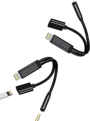 for iPhone 14 Adapter(2 pack)Lightning to 3.5mm Headphone Jack Aux Audio Cable Charging Connector for Apple MFi Certified Adaptor Splitter for iPad pro Earphone Charger Lighting Converter Accessories