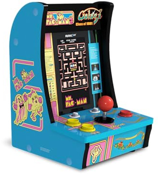 Arcade1Up Class of ‘81 Ms. PAC-Man/Galaga Countercade – 3 Classic Games, Retro Game Console for Home, Portable Console with 7-inch Screen, Table-top Video Game for Game Room