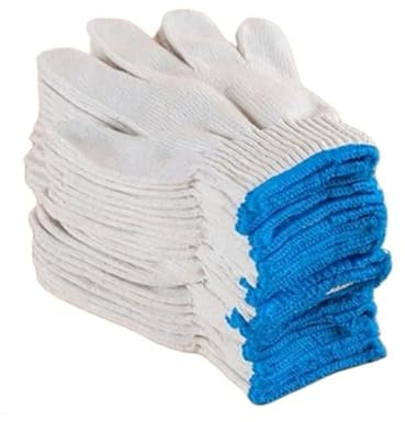 BgnEhRfL Handschuhe, Arbeitshandschuhe, 12 Paar verschleißfeste, belüftete Arbeitshandschuhe for Damen und Herren, Material Baumwollgarn, rutschfeste Strickfäustlinge, Arbeitsschutz(Blue)