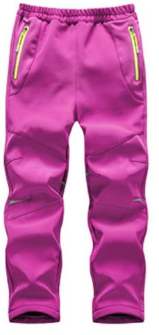 Hpbygstae Pantalones softshell para niños, pantalones térmicos impermeables, a prueba de viento, para exteriores, senderismo, ocio, esquí, para niños y niñas, invierno al aire libre, color roseo-3XL