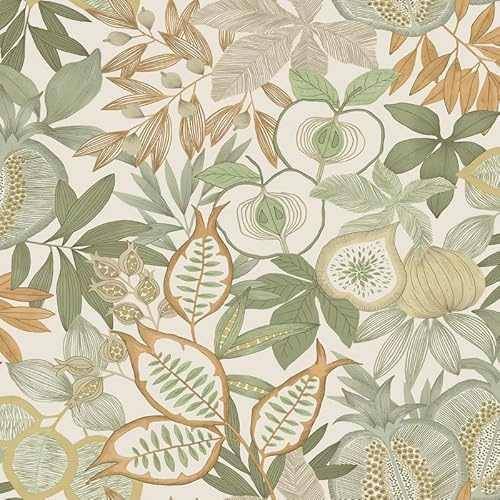 SOPHIE LAURENCE Holden Decor Eastern Horizons Papier peint exotique vert et orange pour décoration de chambre à coucher, autocollants muraux motif jardin tropical, pâte de papier peint, rouleau de