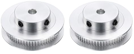 sourcing map 2Pcs GT-2 Pulley Synchronous Wheel 60 Teeth 6mm Bore, Fit with 6mm Width Belt, Aluminum Alloy Timing Pulley Wheel for 3D Printer, CNC Machine