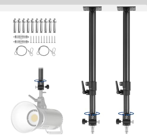 Wandmontage Boom Arm, Foccalli verstellbare Decken Wandhalterung mit 360° Flexible Drehung und 3/8 1/4 Gewinde für Fotografie Fotostudio Licht, Softbox, Kamera, Regenschirm und Reflektor (2-Pack)