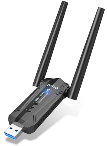 USB 3.0 WiFi 6E Adapter for Desktop PC, QGOO Tri-Band Axe 5400 Wireless Network Receiver/Dongle with 5dBi Dual Antennas, WiFi Card/Stick 6G/5G/2.4G for Laptop Computer Only Compatible Windows 11/10