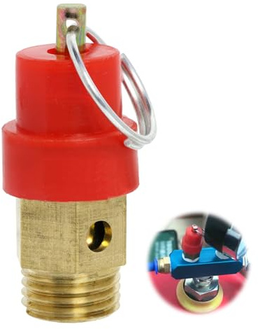 Sicherheitsventil Druckluftkompressor G1/4 Außengewinde 115PSI | Druckbegrenzungsventil Einstelldruck Rot Hut Kompressor Ventil Luftdruck-Sicherheitsventil 1 Stück