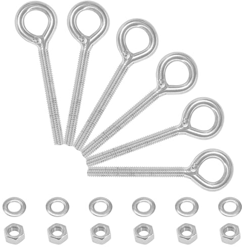 Lot de 6 boulons à œil fermé avec longues poignées - Ensemble de boulons à œil robustes en acier inoxydable 304 (M6)