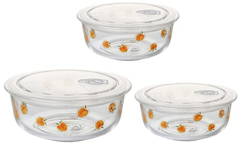 PRETYZOOM Juego de 3 Cuencos de Vidrio para Ensalada con Tapa Cuencos Modernos para Mezclar Frutas Fácil de Limpiar Adecuados para Hoteles Familiares