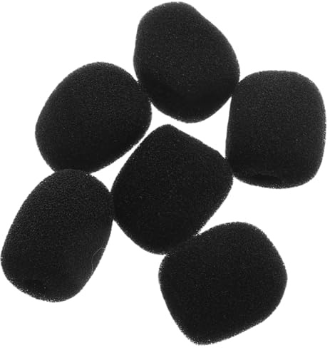 Toyvian 6 Esponjas Protectoras para Micrófono de Solapa y Auriculares, Mini Cubierta de Espuma Negra, Alta Resistencia al Viento, Adecuado para Entrevistas