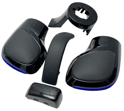 Blue Edge Leder Schaltknauf Schaltknauf Schaltknauf Schaltseite Abdeckung mit Schwarz Chrom Teile (Set von 5) für VW Golf 6 7 R GTI Passat B7 B8 CC R20 Jetta MK6 GLI Autoteile