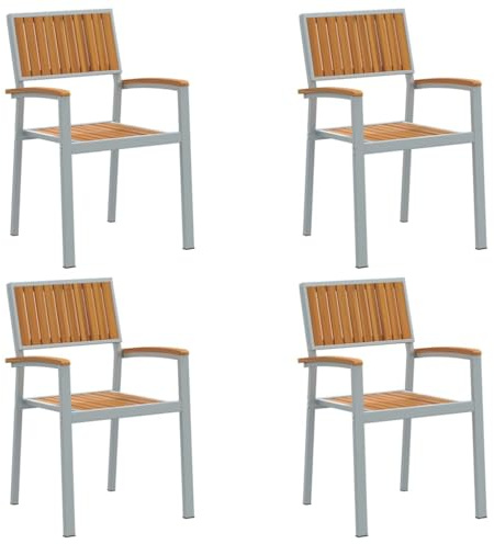 vidaXL Stapelstuhl 4 pcs Braun 56 x 57 x 87 cm Massivholz Akazie, Moderner Akazienholzstuhl für Garten, stapelbar, praktisch für die Terrasse, spart Platz und sorgt für Stil