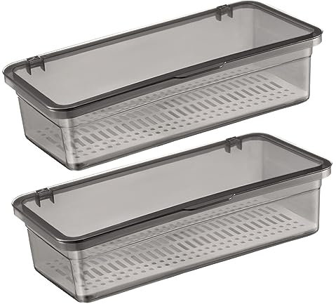 VINTORKY Organisateur de Couverts 2pcs Noir en PP Rangement Couvert et Plateau Égouttoir, Maison, Boîte à Ustensiles Pratique et Gain de Place