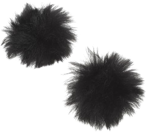 Lurrose Fundas de Felpa para Micrófono de Solapa Negro, Protector de Micrófono Función Antiviento y Reemplazo, Adecuado para Grabación y Escenario, Pack de 2 Piezas