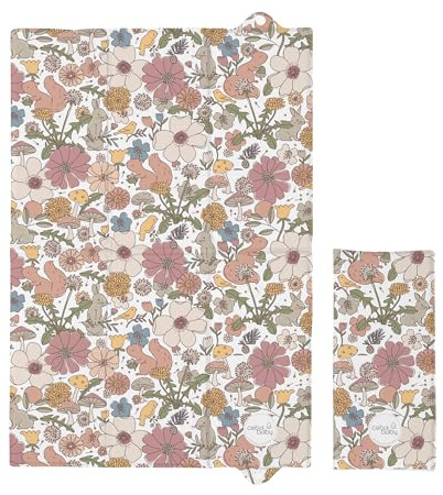 Foldable & Portable Baby Changing Mat 40x60cm - Colourful Garden Flowers | Waterproof | Travel Friendly | Folding | Girls | Floral