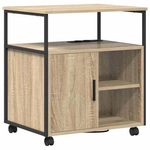 vidaXL Skåp med laddstation Sonoma-ek 61 x 46 x 67 cm Konstruerat trä, Modern kontorsskåp, rektangulär förvaring, justerbara hyllor, funktionell möbel för arbetsutrymme