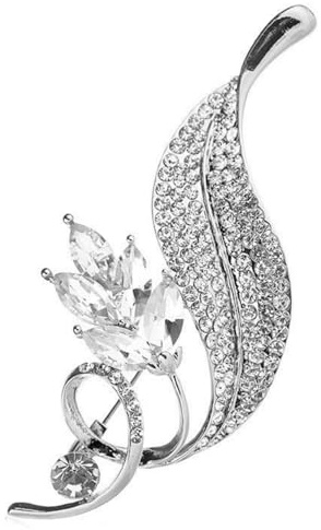 Vintage Daffodil Brooch for Women Crystal Leaf Pin Evening Dress Accessory Unique Design Brooch Gift for Her