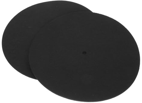 Angoily Tapis de Platine Vinyle en Feutre Noir Protège les Disques les Rayures et Améliore L'adhérence 2 Pièces pour Platine Tourne-disque Usage Domestique