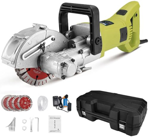 SICWEDIM 4500W Electric Wall Chaser, 7500R/min Wall Groove Cutting Machine with 5 Saw Blade, 36Mm Cutting Depth, 90° Rotating Shield, Rotable Handle, for Granite, Marble, Concrete Stone
