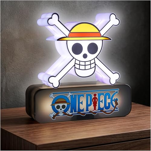 One Piece Skull Lámpara LED 3D, Luz Nocturna LED con 3 Niveles de Brillo, Alimentación USB-C o Pilas, Lámpara de Mesita de Noche, Decoración Habitación Manga, Regalos Anime (Multi 3D Calavera)