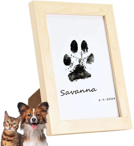 Husdjur tass minnessak form – 14,7 x 10,9 x 1,2 cm präglingsram, djur fotavtryck gjutkit | sentimental minnesdisplay för valp kattunge minne gåva hylla barnkammare studio prydnad konstverk set