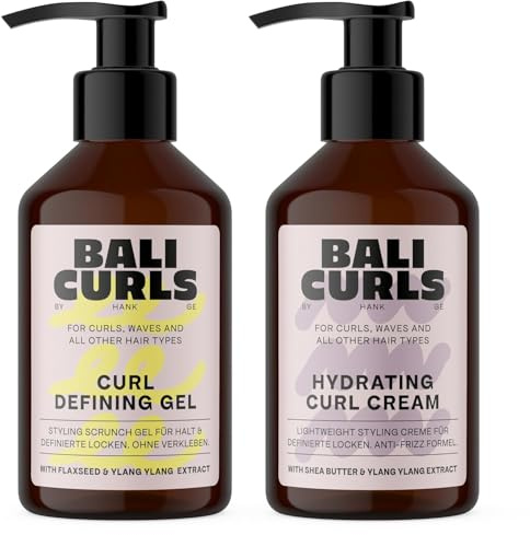 BALI CURLS Curl Defining Set – Hydrating Curl Cream & Defining Gel (je 150 ml) – Für geschmeidige, definierte Haare – Feuchtigkeit, Definition & Halt ohne Verkleben