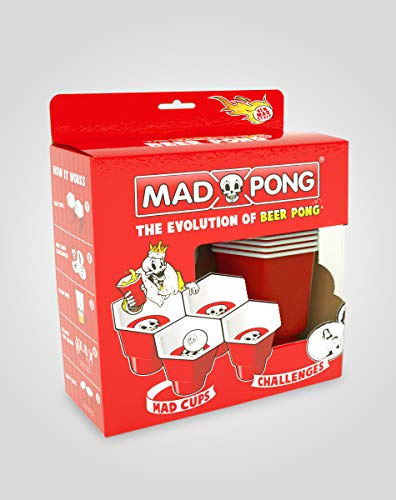 MadPong, jeu de gobelets hexagonaux réutilisables, jeu de lancer de pong pour la cour, la fête, le bar, la pelouse, l'arrière-cour, le tailgating, joué comme un beer pong normal