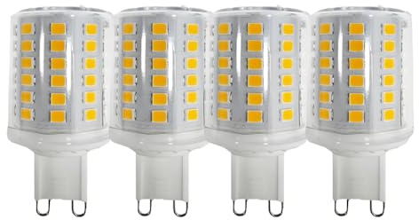 G9 9W LED-Glühlampen, flachrund, 68 LED-Chips, entspricht 80W Halogenlampen, 800LM, 3000K Warmweiß, 360 ° Abstrahlwinkel, AC 220-240V, nicht dimmbar, 4er-Pack