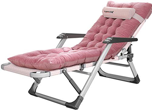 LHNLY-Liegen Liegenauflage für Sonnenliege Hoch Senioren mit Kissen Saunaliege Auflage Extrabreit Deckchair Liege Gartenliege Liegender Recliner Relaxliege für Balkon Wohnzimmer, Pink Samt