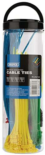 Draper 90737 Lot de 650 serre-câbles en nylon Couleurs assorties