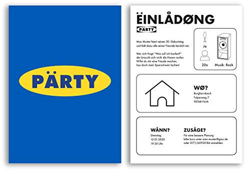 (10 x) Einladungskarten zum Geburtstag Party Einladung Lustig Witzig 30 40 50 60