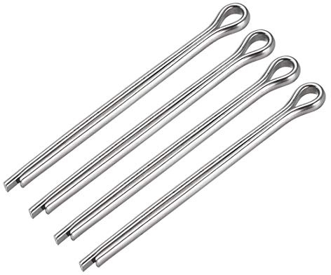sourcing map 4Stk.Geteilter Splint 5mm x 70mm 304 Edelstahl 2 Zinken Schlüssel Silber
