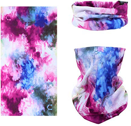SMEHCF Neuartiges Nahtloses Bandana Sturmhaube Gesichtsschutz Maske Halstuch Atmungsaktiv Staubdicht Winddicht Unisex Rot Blau Weiß